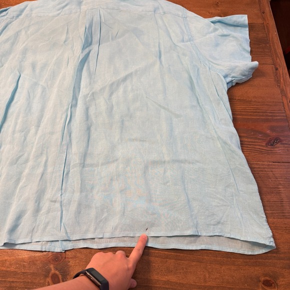 Ralph Lauren Linen Bright Blue Ocean Wash S/S Button Down Shirt Size‎ 4XLT *READ - Picture 8 of 9